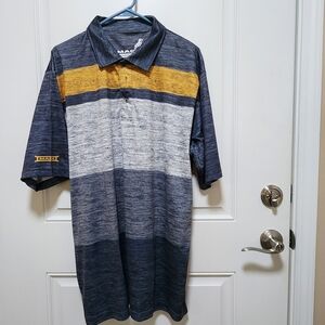 Maui and Sons Men's Blue and Yellow Striped Shirt